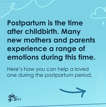 Postpartum is the time after childbirth. Many new mothers and parents experience a range of emotions during this time.