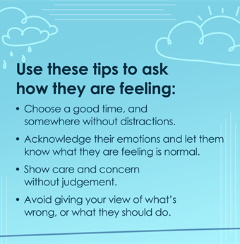 Use these tips to ask how they are feeling.