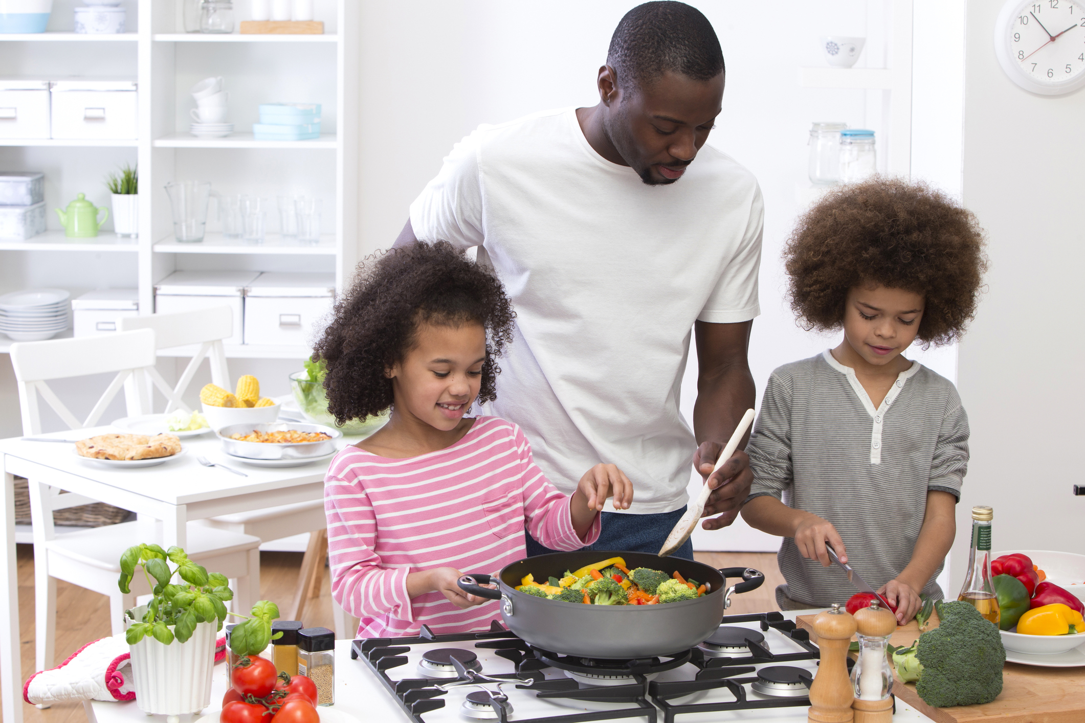 Family preparing healthy meal