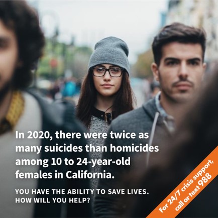 Group of young adults walking up street, with young adult female's face in focus. Text overlay states "In 2020, there were twice
