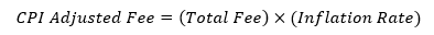 CPI adjusted fee equals total fee times inflation rate