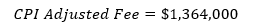 CPI Adjusted Fee equals $1,364,000