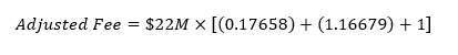 Adjusted Fee=$22M×[(0