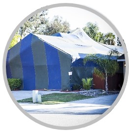 home undergoing fumigation tenting