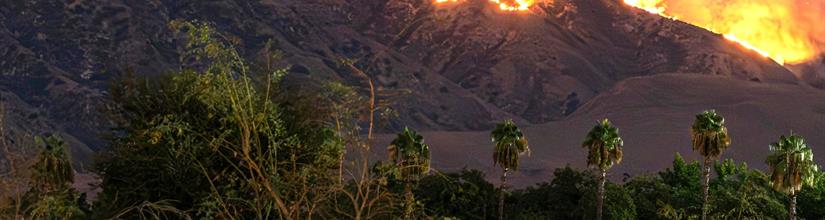 Smoke from fire near Redlands, CA
