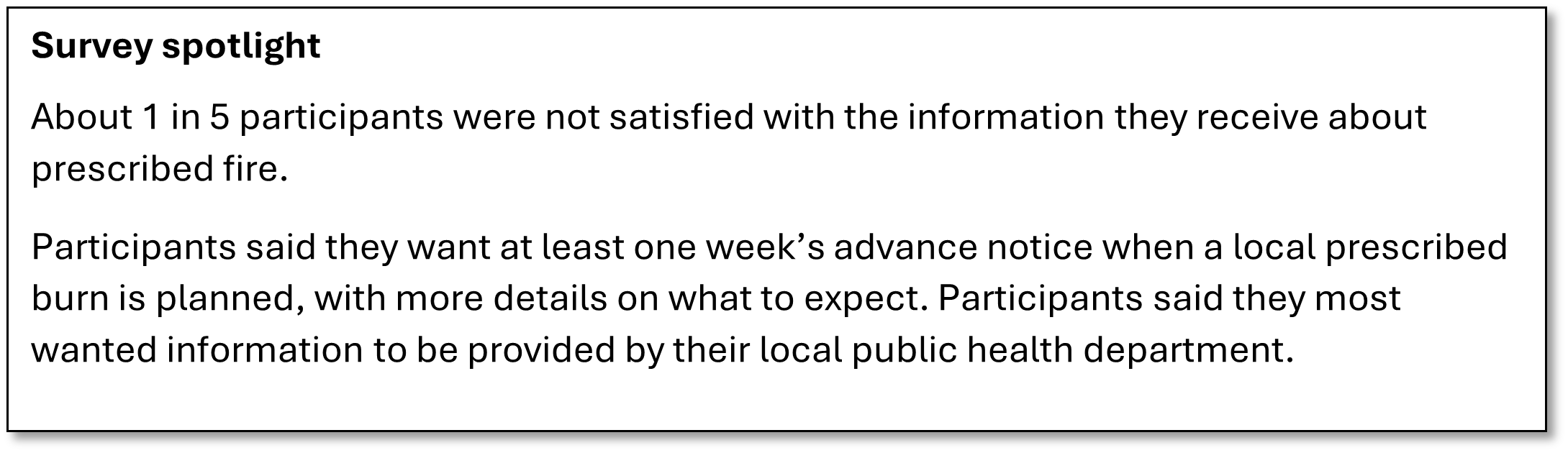 Survey finds people are not satisfied with information received on prescribed fire, desire more from local health agencies