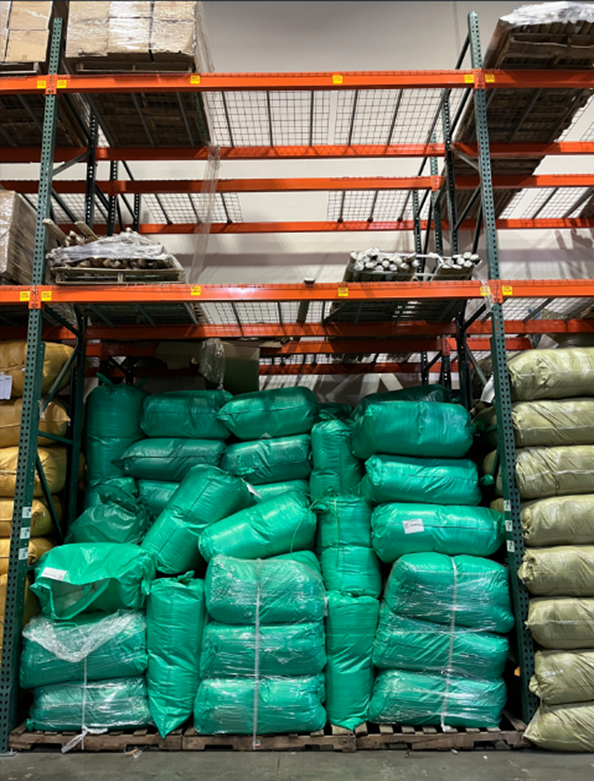 Closeup of the storage racks.