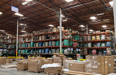 Warehouse with storage racks