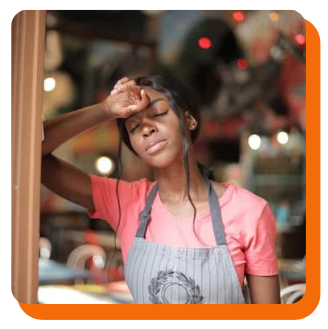 Restraunt worker experiencing heat stress.