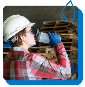 Shipment worker drinking water