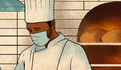 Chef wearing a mask