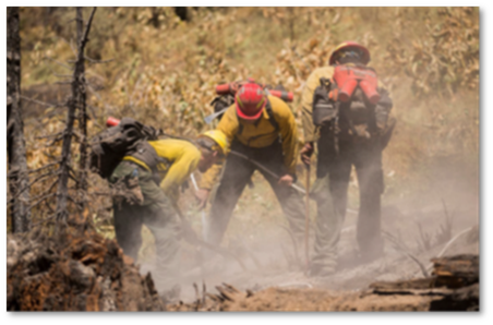 Firefighters in dirt fire