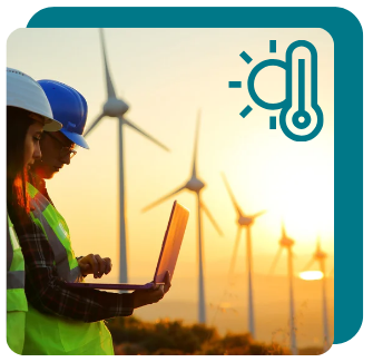 Outdoor workers researching on computer about heat prevention 