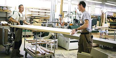 Workers in wood shop