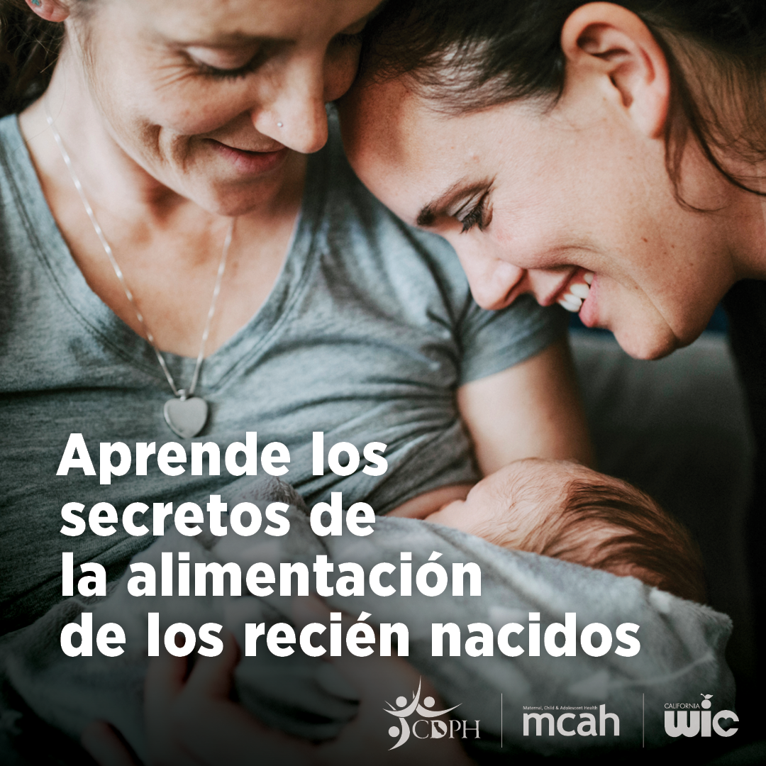 Breastfeeding couple with Spanish caption learn newbord feeding secrets