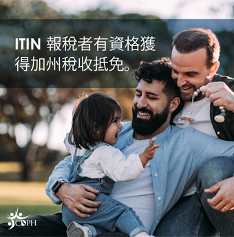 In traditional Chinese: I T I N tax filers are eligible for CA tax credits