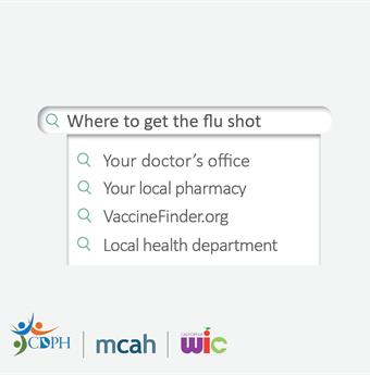 Search bar with term 'Where to geta  flu shot'