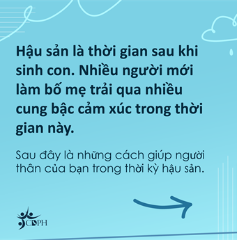In vietnamese: Postpartum is the time after childbirth. Many new mothers and parents experience a range of emotions during this time.