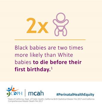 downloadable graphic with caption 'Black babies are two timesmorelikely than White babies to die before their first birthday.'