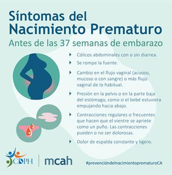 preterm birth symptoms in Spanish