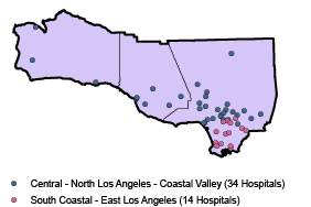 Site map hospitals in Los Angeles and San Diego area