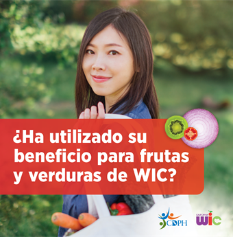 ¿Ha utilizado su beneficio para frutas y verduras de WIC? Person holding bag of vegetables