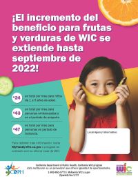 2022 WIC Benefits Flyer with Contact Info-Sp