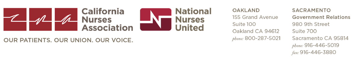 California Nurses Association letterhead