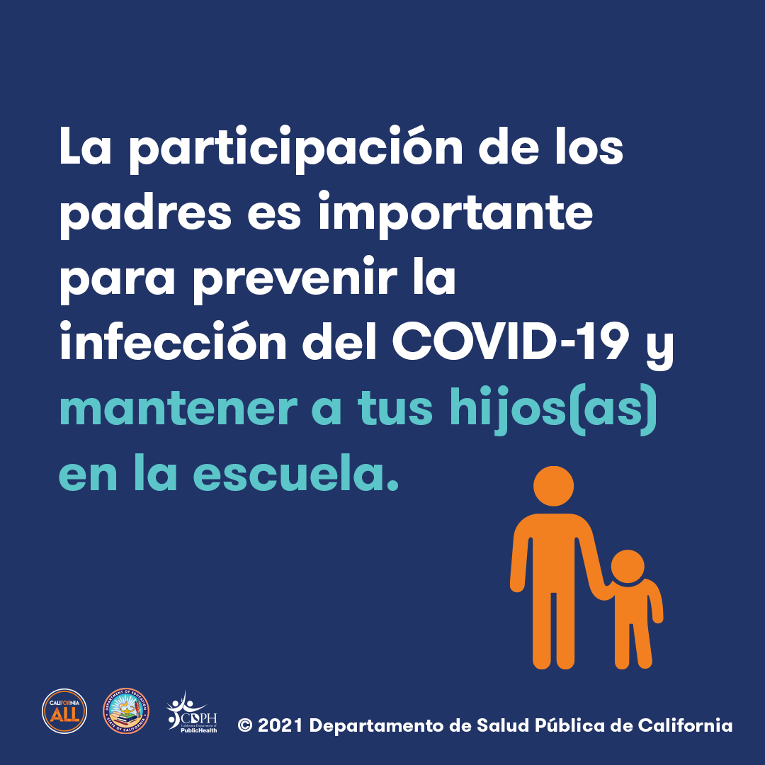 La participación de los padres es importante para prevenir la infección del COVID-19 y mantener a tus hijos(as) en la escuela.