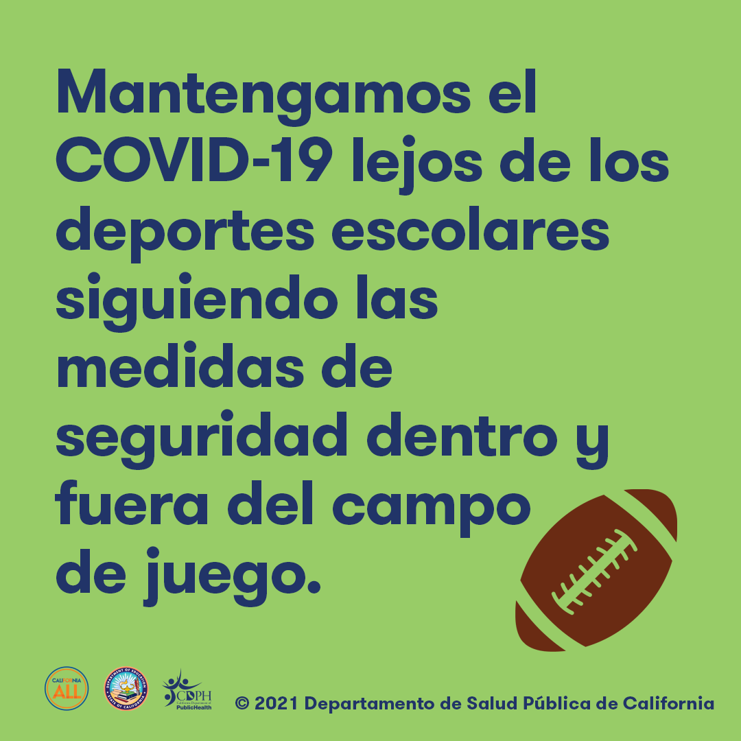 Mantengamos el COVID-19 lejos de los deportes escolares siguiendo las medidas de seguridad dentro y fuera del campo de juego.