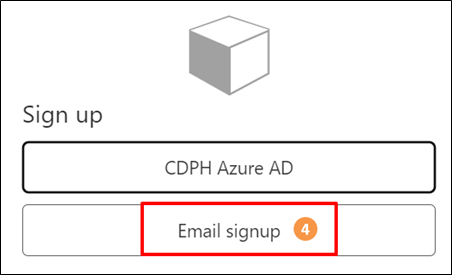 sign up box highlighting email signup button