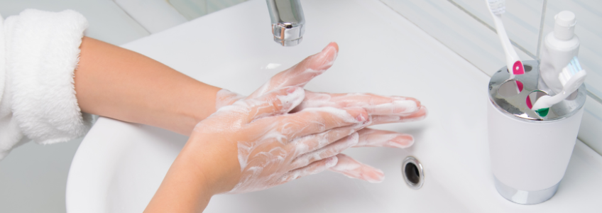 Washing hands to prevent illness.
