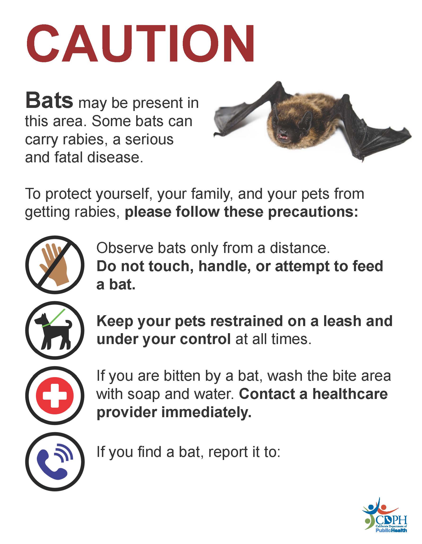 Preview of bat caution placard