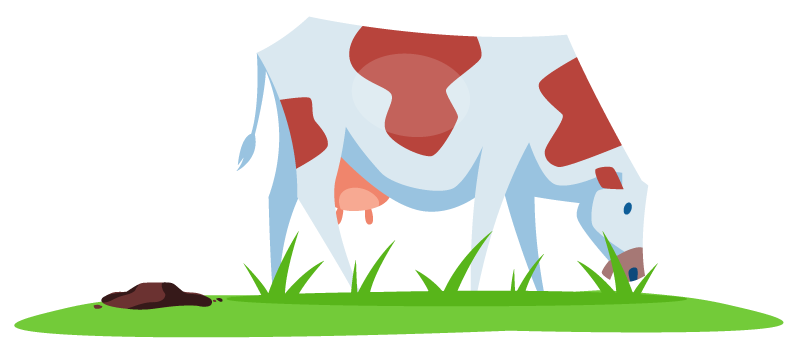 Illustration of a cow grazing