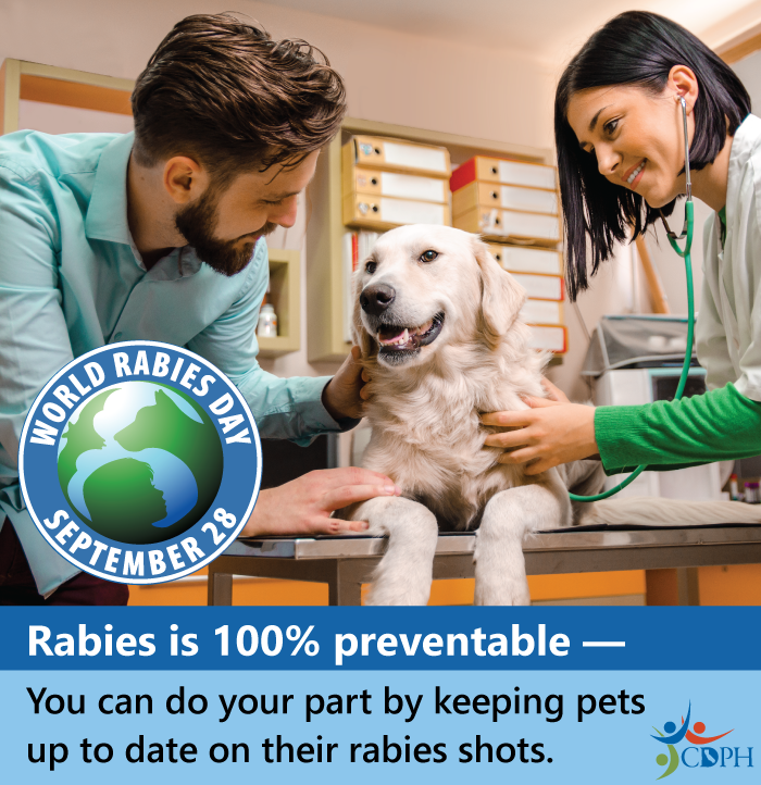 Rabies is 100% preventable - you can do your part by keeping pets up to date on their rabies shots. World Rabies Day is Sept 28.