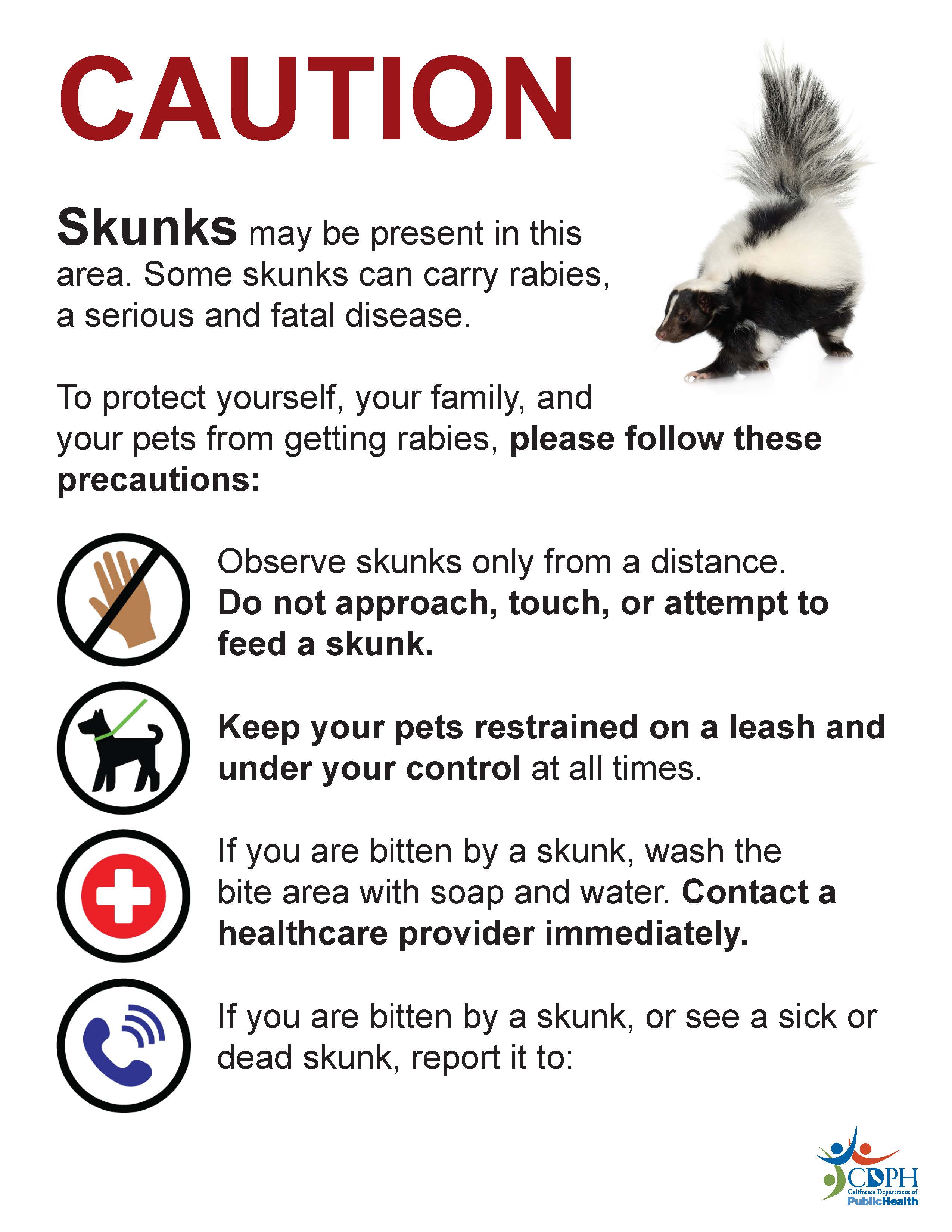 Preview of skunk caution placard
