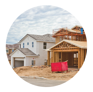 House construction in a dusty area