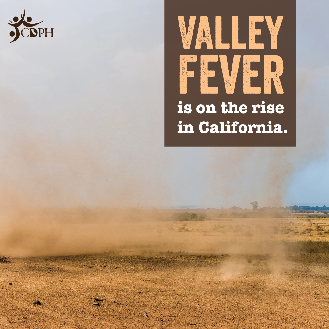 Valley fever is on the rise in California. Dusty field landscape.
