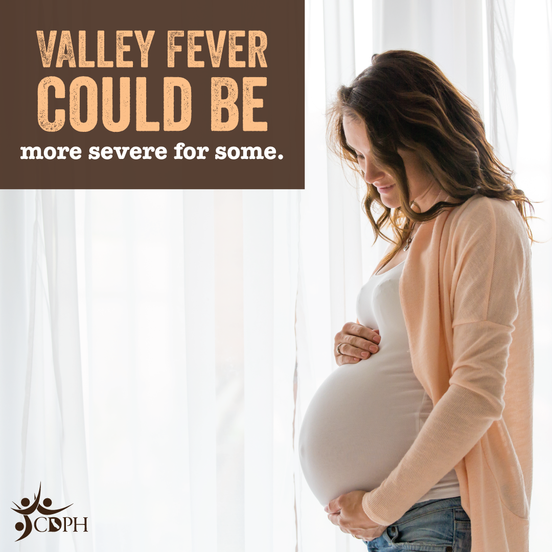 Valley fever could be more severe for some. Pregnant woman indoors.
