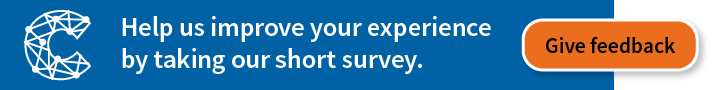 Feedback survey banner "Help us improve your experience by taking our short survey"
