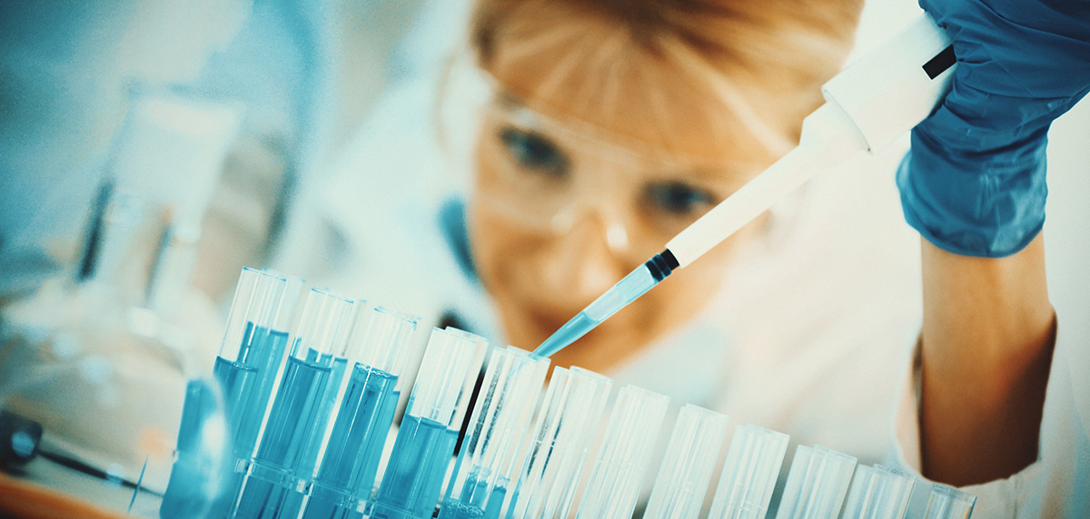 Woman performing laboratory tests
