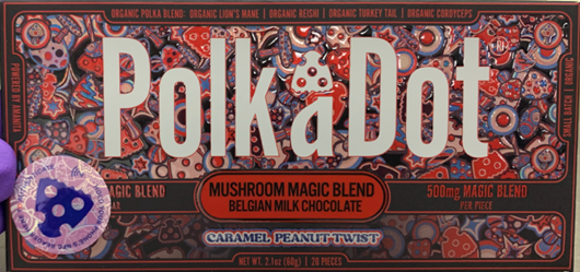 ​​PolkaDot Mushroom Magic Blend Belgian Milk Chocolate Carmel Peanut Twist 