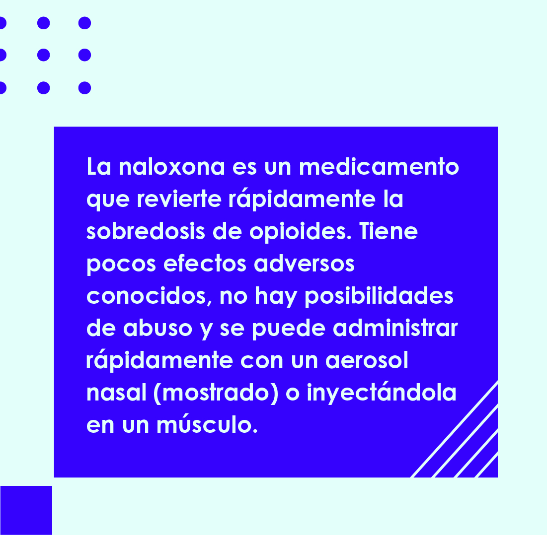 La naloxona es un medicamento que revierte rápidamente la sobredosis de opioides.