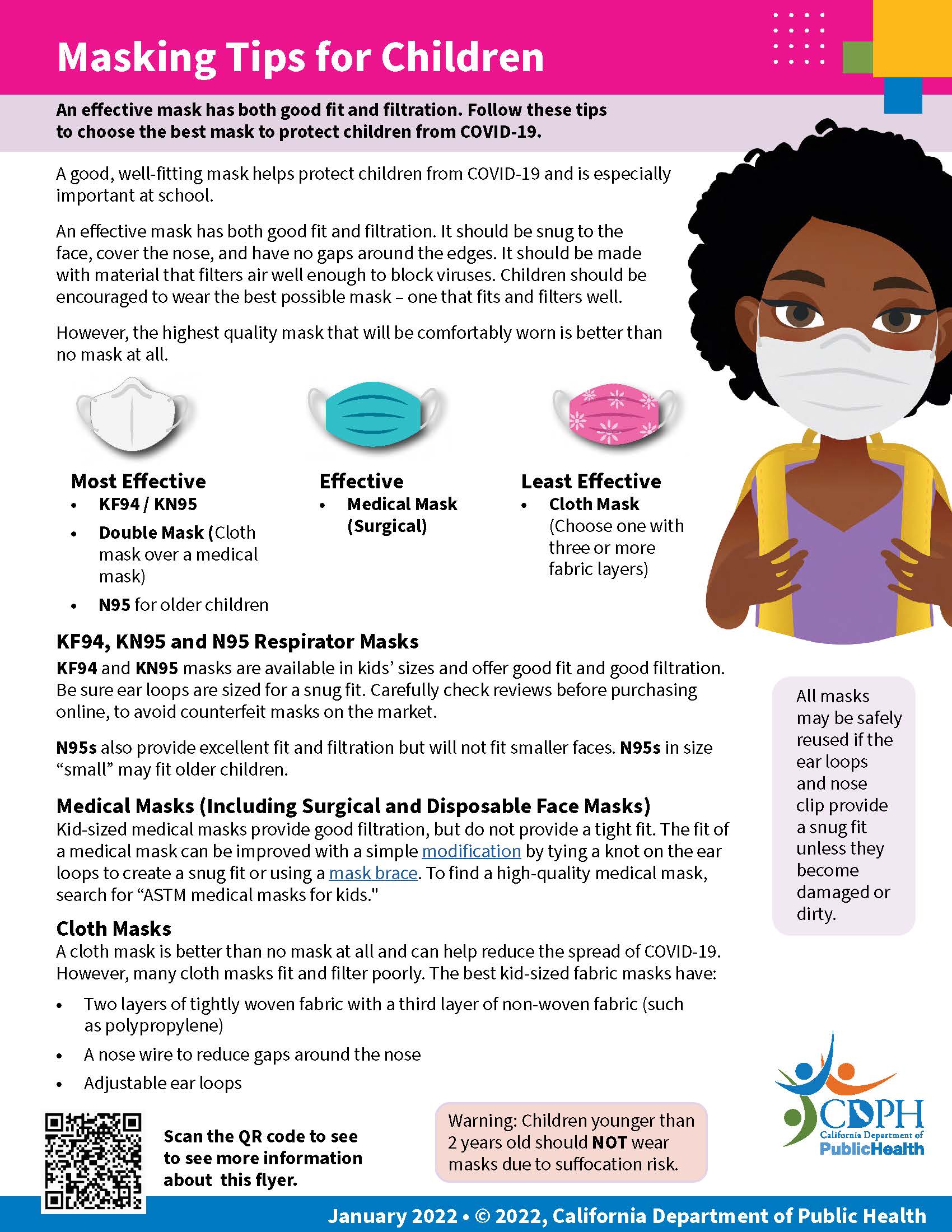 Masking Tips for Kids Fact Sheet Preview