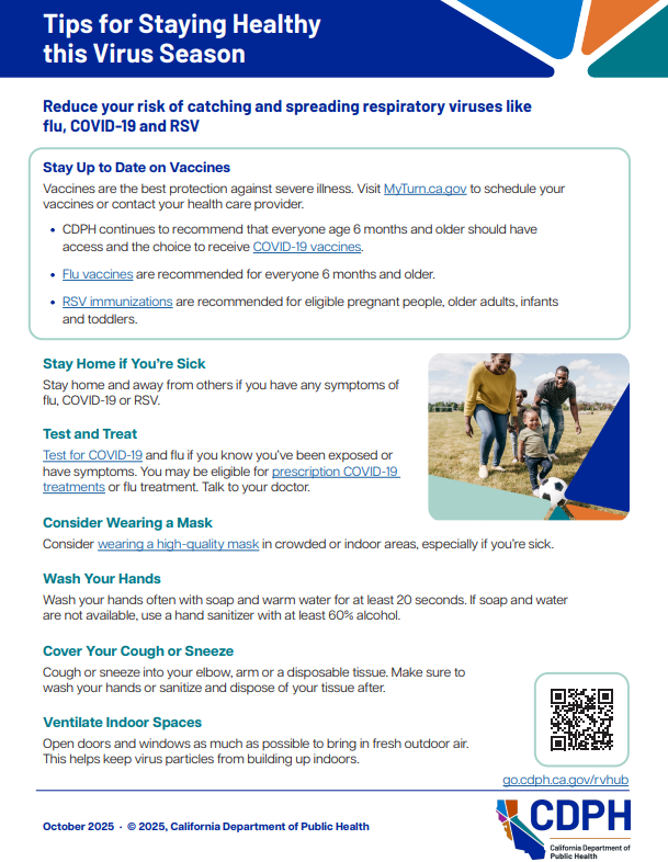 Tips for Staying Healthy this Virus Season fact sheet