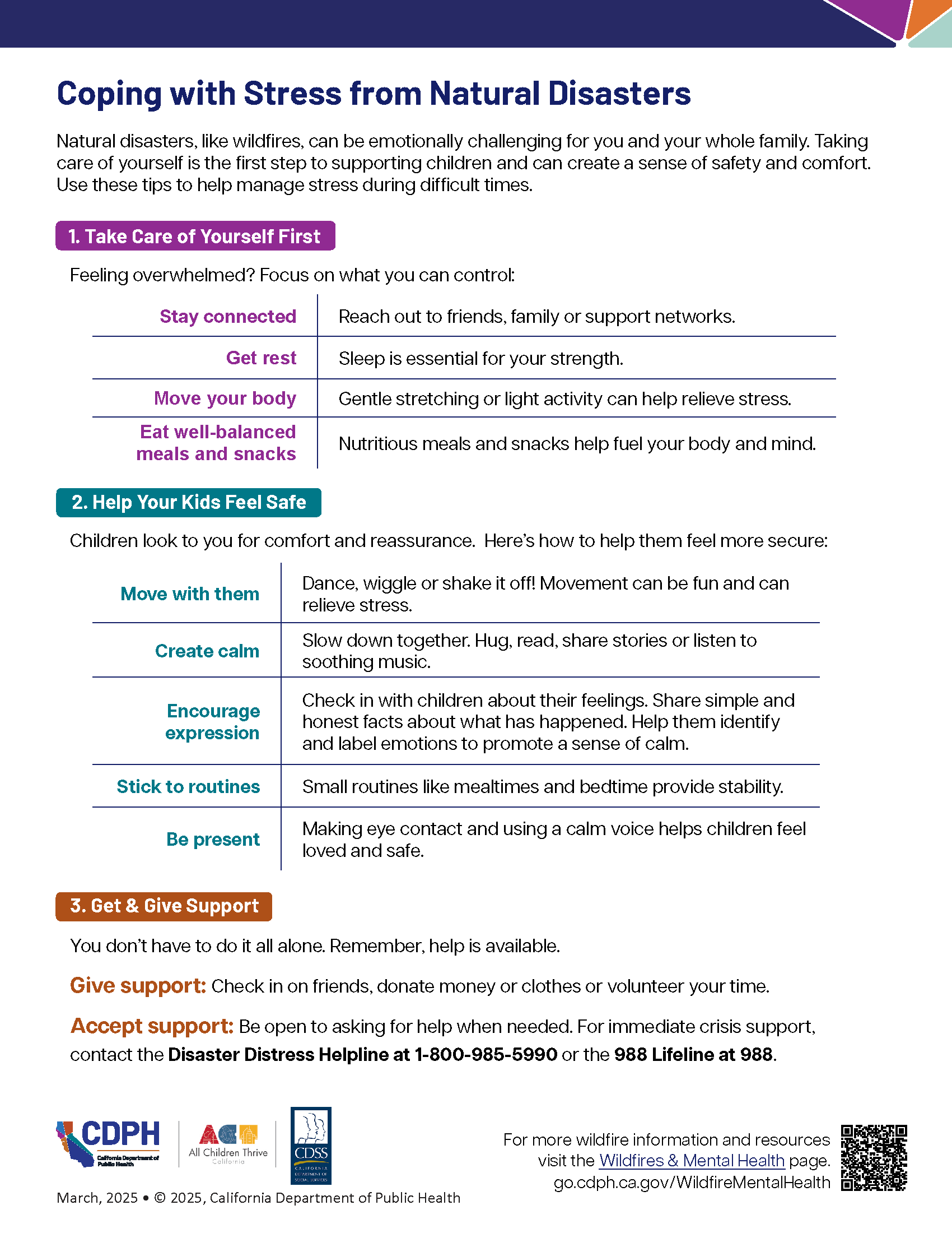 Coping with Stress from Natural Disasters fact sheet