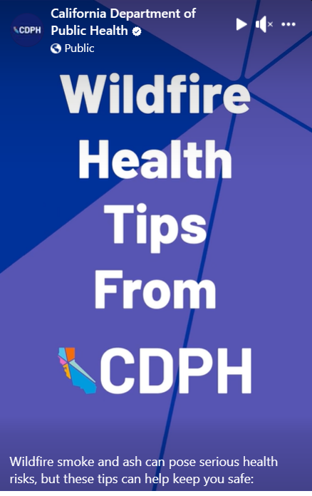Wildfire health tips from CDPH