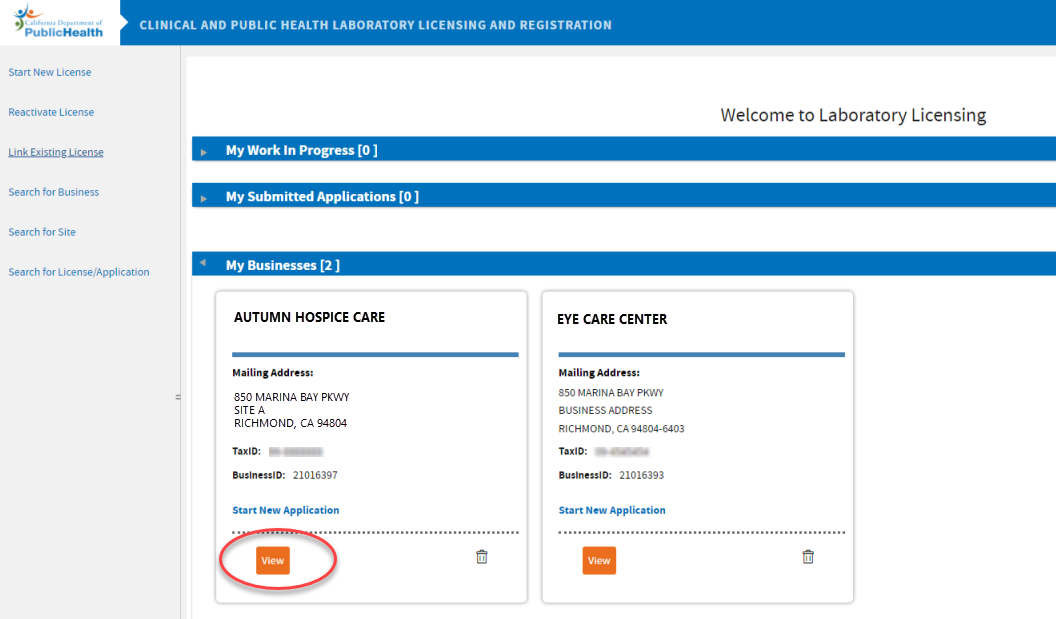 welcome screen showing View button to click