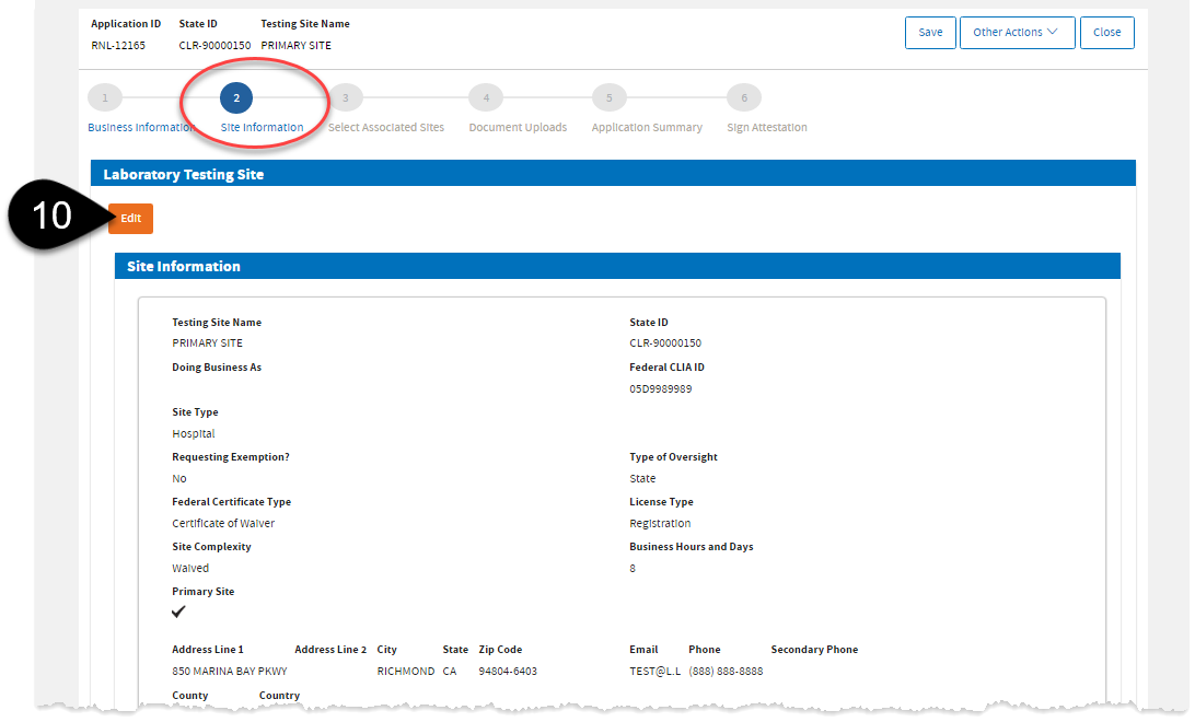 10 Edit Laboratory Testing Site