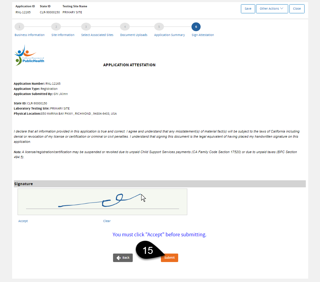 15 Attestation screen
